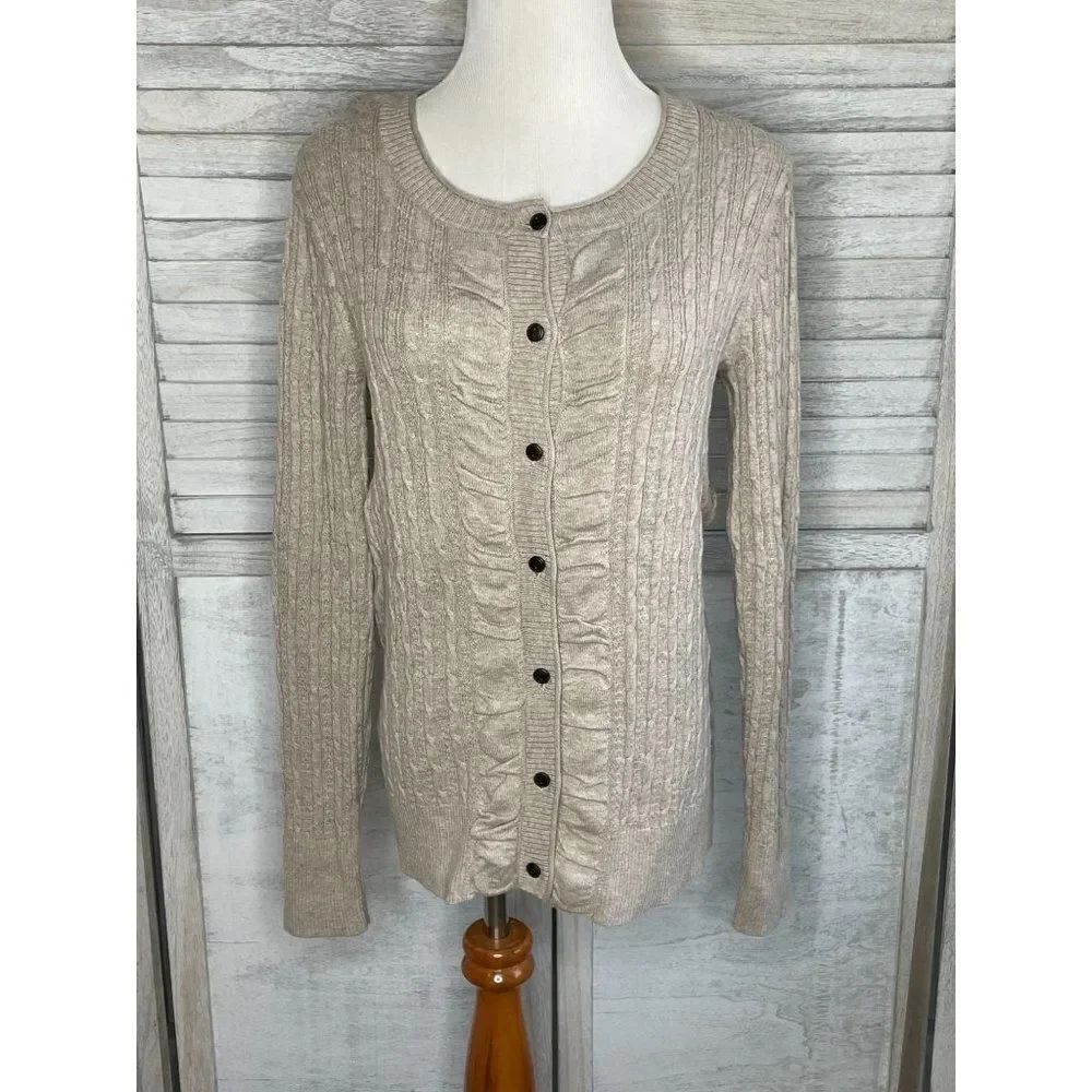 Eddie Bauer Cardigan Sweater Beige Size Medium